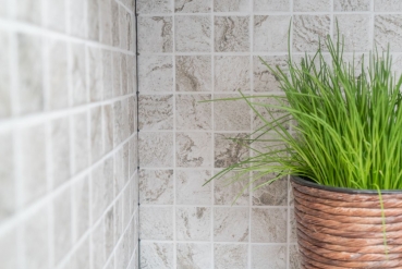 Muestra de mano mosaico azulejo aspecto piedra natural gris beige estructura azulejo backsplash MOS16-HWA4LG_m