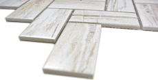 Mosaico de azulejos de cerámica beige en espiga de madera de color claro azulejos backsplash cocina MOS24-2002_f