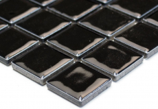 Muestra de mano mosaico azulejo cerámica NEGRO GLOSSY pared azulejo backsplash cocina MOS18-0302_m