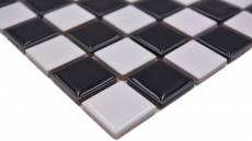 Mosaico de cerámica tablero de ajedrez blanco negro brillante mosaico azulejo backsplash MOS18-0306