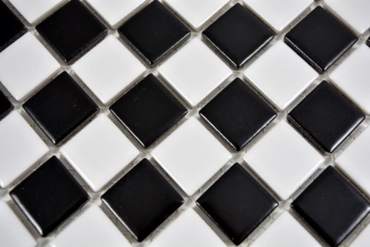 Mosaico de cerámica tablero de ajedrez negro blanco mate mosaico azulejo backsplash MOS18-0305