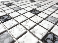 Muestra de mano mosaico azulejo de cerámica mosaico blanco negro gris estructura suelo baño MOS18-0307_m