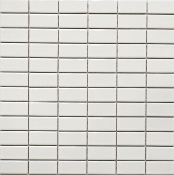 Mosaico de azulejos de cerámica varillas blanco brillante azulejo backsplash cocina MOS24B-0101_f