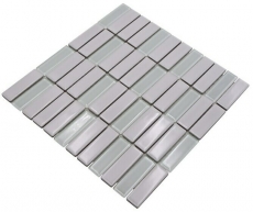 Stick mosaico de azulejos de cerámica de vidrio blanco menta brillante cristal azulejo backsplash MOS24-ST315