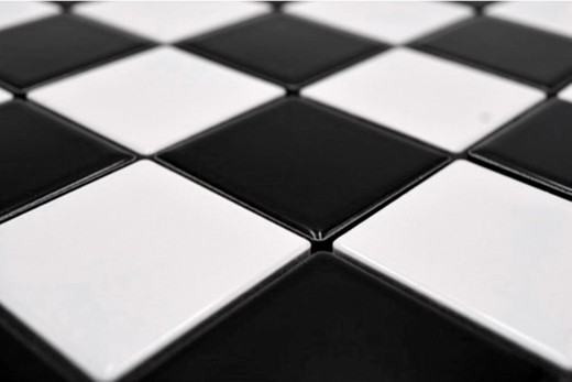 Azulejo de mosaico de cerámica damero blanco negro brillante MOS16-CD200