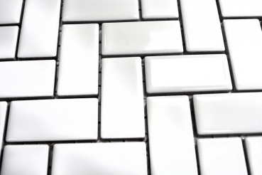Muestra de mano mosaico azulejo cerámica espiga blanco brillante cocina azulejo pared azulejo MOS24-CHB5WG_m