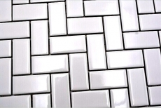 Espiga mosaico azulejo de cerámica blanco brillante azulejo de la cocina azulejo de la pared MOS24-CHB5WG