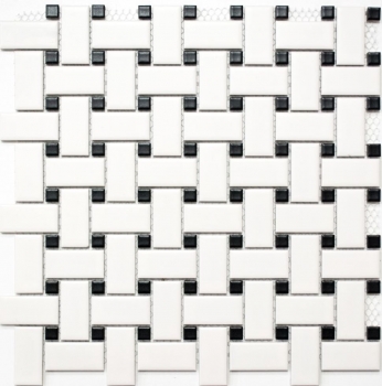 Muestra de mano mosaico azulejo cerámica cesta blanco mate negro mate MOS13-CBAS19_m
