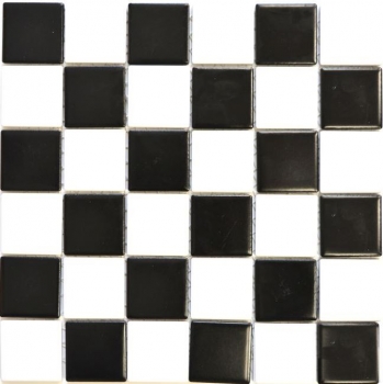 Azulejo de mosaico de cerámica blanco negro mate tablero de ajedrez backsplash MOS16-CD202