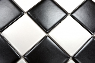 Azulejo de mosaico de cerámica blanco negro mate tablero de ajedrez backsplash MOS16-CD202