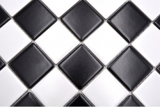 Azulejo de mosaico de cerámica blanco negro mate tablero de ajedrez backsplash MOS16-CD202