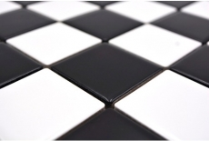 Azulejo de mosaico de cerámica blanco negro mate tablero de ajedrez backsplash MOS16-CD202