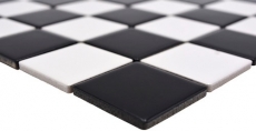 Azulejo de mosaico de cerámica blanco negro mate tablero de ajedrez backsplash MOS16-CD202