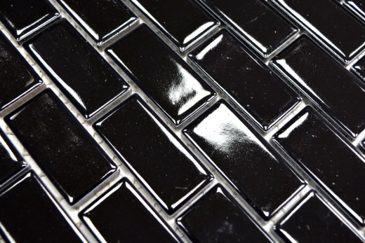 Composite mosaico ladrillo resbalones ladrillo cerámico negro brillante cocina splashback MOS24-4BG
