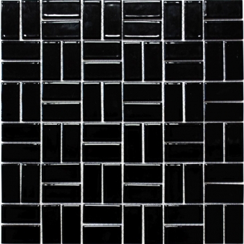 Muestra de mano azulejo de mosaico de cerámica molino de viento negro brillante azulejo de baño WC MOS24-CWM8BG_m