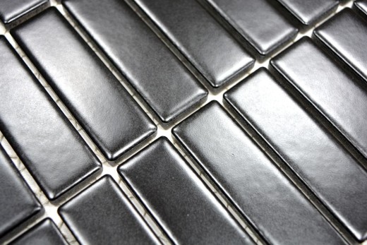 Rod mosaico de azulejos de cerámica negro mate mosaico pared cocina splashback MOS24-0311