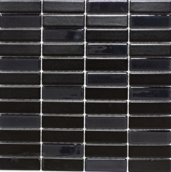 Muestra de mano mosaico azulejo cerámica varillas negro mate vidrio pared revestimiento cocina azulejo MOS24-ST365_m