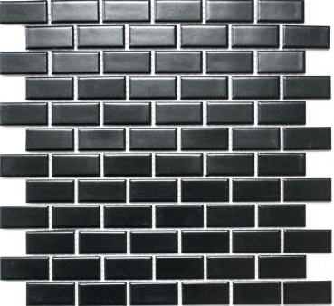 Mosaico de cerámica ladrillo negro mate pared de la ducha MOS24-04BM_f
