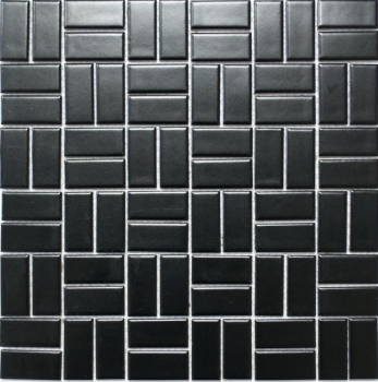 Muestra de mano mosaico azulejo cerámica molino de viento negro mate pared azulejo baño MOS24-CWM08BM_m
