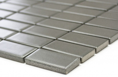 Muestra de mano mosaico azulejo cerámica metal gris varillas metal mate MOS24B-0211_m