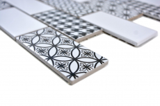 Azulejo de mosaico gris blanco negro azulejo del subterráneo backsplash cocina brillante MOS26M-0103_f