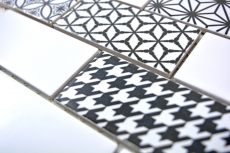 Azulejo de mosaico gris blanco negro azulejo del subterráneo backsplash cocina brillante MOS26M-0103_f