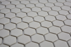 Muestra de mano mosaico azulejo cerámica hexágono gris claro sin esmaltar mosaico pared cocina splashback MOS11A-0202-R10_m