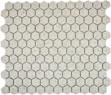 Mosaico de cerámica crema blanco mini hexagaon moteado sin esmaltar antideslizante backsplash pared - MOS11A-0103-R10