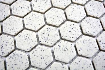 Mosaico de cerámica crema blanco mini hexagaon moteado sin esmaltar antideslizante backsplash pared - MOS11A-0103-R10