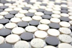 Muestra de mano mosaico azulejo cerámica beige negro botón plato de ducha azulejo de suelo sin esmaltar MOS10-0113-R10_m