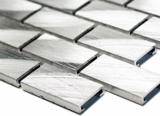 Mosaico azulejo aluminio plata ladrillo backsplash pared de la cocina MOS48-0204