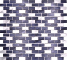 Mosaico de aluminio ladrillo negro backsplash pared de la cocina MOS48-0208