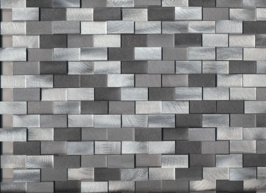 Azulejo de mosaico Aluminio Ladrillo 3D plata negro azulejo espejo MOS49-0208