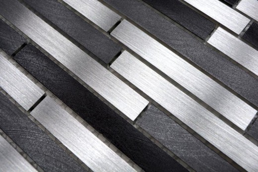 Mosaico de aluminio compuesto gris negro azulejo backsplash pared de la cocina MOS49-0308