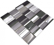 Mosaico de aluminio combinación mosaico de vidrio claro gris salpicadero de cocina MOS49-0204
