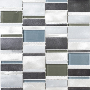 Muestra de mano mosaico azulejo aluminio translúcido combinación aluminio vidrio mosaico Crystal marrón MOS49-0205_m