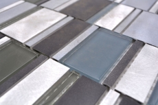 Mosaico de aluminio combinación mosaico de vidrio marrón salpicadero de cocina MOS49-0205