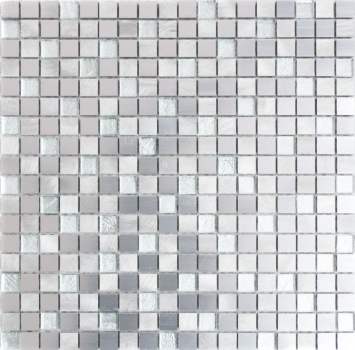 Muestra de mano mosaico azulejo aluminio translúcido aluminio vidrio mosaico Cristal plata MOS49-A309F_m