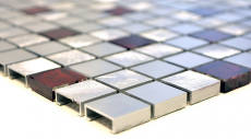 Muestra de mano mosaico azulejo aluminio translúcido aluminio vidrio mosaico Cristal plata rojo MOS49-O301F_m