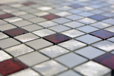 Muestra de mano mosaico azulejo aluminio translúcido aluminio vidrio mosaico Cristal plata rojo MOS49-O301F_m