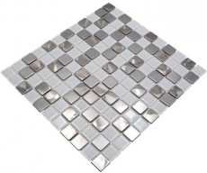 Mosaico de azulejos de acero inoxidable mosaico de vidrio de acero blanco plata mosaico de azulejos MOS129-0104