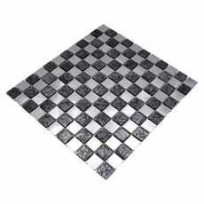 Mosaico de aluminio mosaico de vidrio damero negro antracita plata MOS49-0302