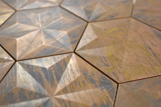 Muestra de mano mosaico azulejo cobre cobre hexágono 3D marrón cocinaMOS49-1516_m