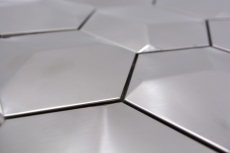 Acero inoxidable mosaico azulejo hexágono de plata 3D cepillado mate azulejo backsplash pared de la cocina