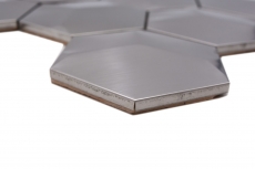 Acero inoxidable mosaico azulejo hexágono de plata 3D cepillado mate azulejo backsplash pared de la cocina