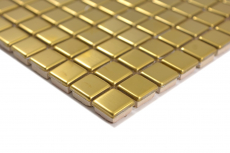 Muestra de mano mosaico azulejo acero inoxidable oro acero cepillado azulejo backsplash cocina MOS129-0707_m