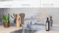 Acero inoxidable azulejo de mosaico de plata brillante azulejo backsplash pared de la cocina MOS129-23G