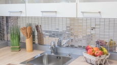 Acero inoxidable azulejo de mosaico de plata rectángulo brillante azulejo backsplash pared de la cocina MOS129-0215