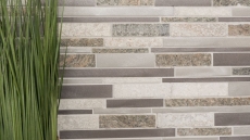 Mosaico azulejo cuarcita piedra natural aluminio gris plata beige claro compuesto tira azulejo pared - MOS49-XSA535