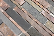 Mosaico de azulejos de piedra natural de cobre gris óxido compuesto barras de pared frente a la pared azulejos backsplash cocina - MOS47-XSK565